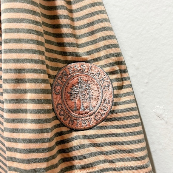 CHASE 54 Men’s Orange Gray Stripe Golf Polo Shirt Cypress Lake Patch Size XL - Picture 4 of 11